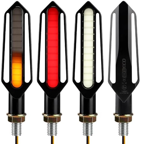 EXLECO 4 x Highlight LED Motorrad Blinker 12V M10 Universal LED Blinker 24LEDs Wasserdicht Hintere Blinkerleuchte Motorrad Seitenblinker Kontrollleuchte IP65 für Motocross Moped 3 Lichttypen