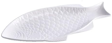 1 Pezzo Vassoio da Cucina in Ceramica Forma Pesce 41 x 19 x 3 cm