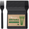 HAAGO - 200 Forks Cutlery Set - Reusable, Dishwasher Safe Heavy Duty Cutlery for Parties, Weddings, Events, for Hot & Cold Food - Black 16.5cm