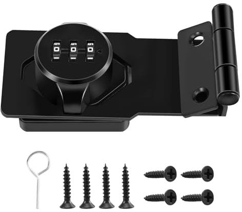 Dedjgoo Household Cabinet Password with Lock, 3-Point Combination Lock, Household Machinery Privacy Lock, Cabinet Door, barn Door, Bathroom, Outdoor, Garden, Mailbox, pet Door (Black)