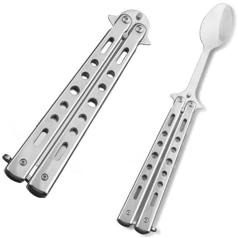 Butterfly Foldable Stainless Steel Utensils - Folding Camping Spoon for Kitchen, BBQ, Travel & Outdoor