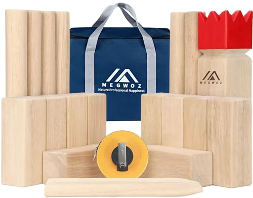 Megwoz Kubb Yard Game Outdoor Games Viking Chess for Adults New Zealand Pine Wooden Toss Game with Carrying Case, Backyard Lawn Game with Measuring Tape for Party Adults