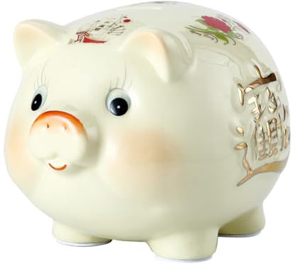 Vaguelly Tirelire Céramique - Tirelire à casser,Tirelire Cochon de Grande Capacité,Pot de Pièces,Tirelire Cadeaux pour Enfants Cadeau,Fille Garcon, Noël et Anniversaire Cadeau, Décoration