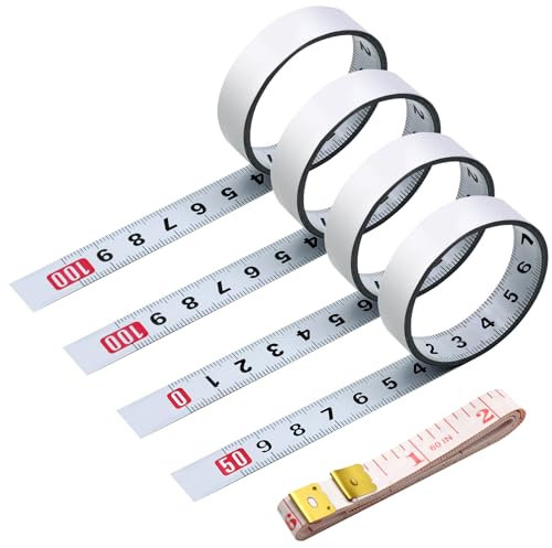 Scettar Maßband Set - 5 Stück Selbstklebendes Skalenbandmaß Zum Aufkleben - 1m Rechts Nach Links, 2m Links Nach Rechts, 1.5m Massband