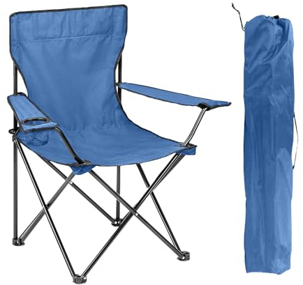 ZOPPER Camping Chair - Blue Portable Folding Chair with Cup Holder Compact & Lightweight Garden and Other Occasional Outdoor Use Ideal for Caravan trips, BBQs, Beach, Picnic, and Travelling