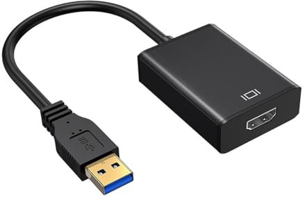 Visiodirect Cable Adaptateur USB 3.0 vers HDMI Convertisseur vidéo Audio Noir pour Ordinateurs Portable, Tablettes