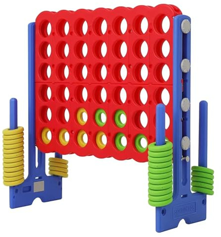 Height Adjustable (2.5-3.5 FT) Giant 4 Connect in a Row Game (Blue/Red)