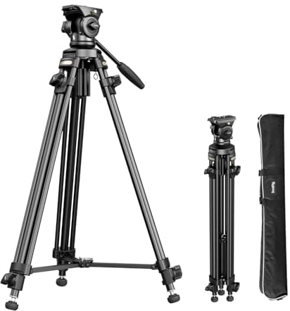 SMALLRIG Treppiede Video Leggero con Testa Fluida a 360°, Treppiede per Fotocamera in Lega di Alluminio con Piastra QR, Cordoncino ad Azione Rapida Montato al Centro, Carico Fino a 5 kg, AD-50-4684