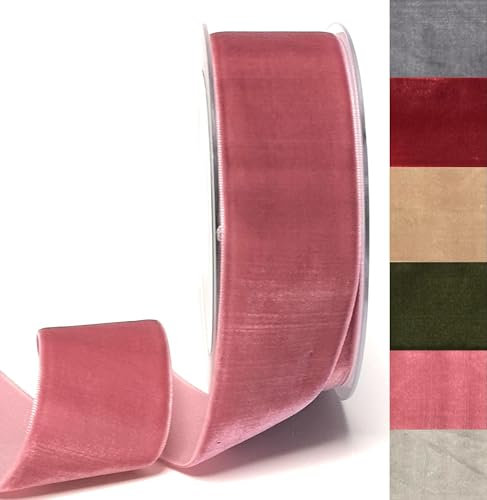 s.dekoda Dekoband Samt 8m x 40mm Altrosa Samtband Samtborte Schleifenband [DS 3648-660]