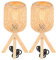 LIGKIN Lot de 2 Lampe de Table en Bambou Tissage Lampe de Chevet Style Bohème Abat-jour en Bambou Faite à la Main Éclairage De Table Veilleuse Décorative pour Chambre Bureau