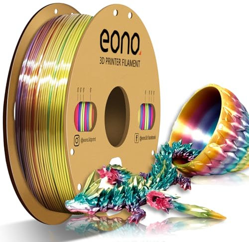 EONO Regenbogen Silk PLA Filament 1.75 mm für 3D Drucker Shiny Mehrfarbig 3D Drucker Filament 1,75 PLA 1kg(2,2lbs), Maßgenauigkeit +/- 0.03mm, Silk Regenbogen