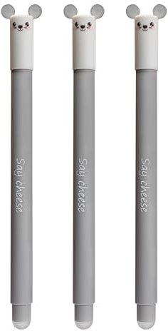 EBERHARD FABER 599033 - Tintenroller radierbar Maus, 3 Animal Erase it Stifte, Gelschreiber blau 0,7 mm