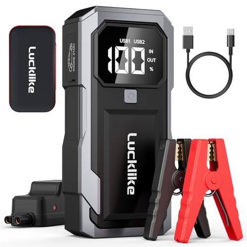 Lucklike Starthilfe Powerbank für Pkw,Auto Starthilfe Powerbank (Bis Zu 8,0L Benzin Oder 7,0L Diesel),Starthilfe Powerbank 3000A,Auto Starthilfe mit LED-Taschenlampe,Autobatterie Booster für Motorrad