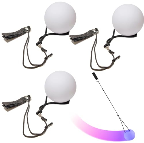 XEERUN LED Poi Bälle, 4 Stück Jonglierbälle Leuchtend, Glow Kugeln Mit Regenbogen Farben und Strobe Effekt, für Spinnen Schwingen Bauchtanz