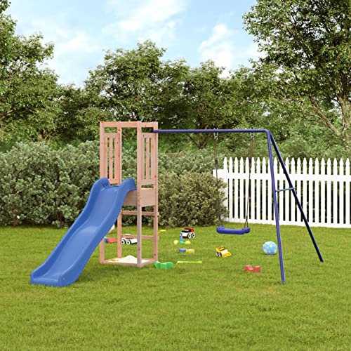 Juroupi Casetta con Scivolo e Altalena in Legno Massello di Douglas,Casetta con Scaletta,Sport e Giochi all'aperto,Set e Attrezzature per Area Giochi-3155955