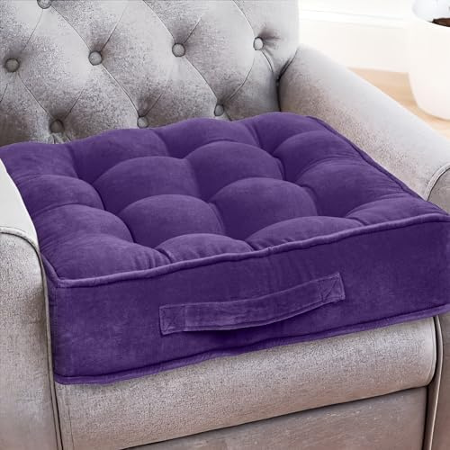 Casabella Booster Cushion-Armchair Booster Cushion Large Bolster Seat Dining Chair 50x50+10cm Thick Floor Cushions, Pregnancy & Post-Operative Adults Chair Bolster Cushions Seat, Car Seat Sofa-Purple