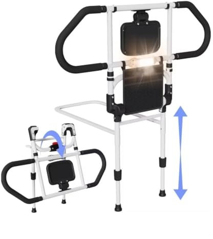 CozyGoo Aufstehhilfe Bett mit Sensorlicht & Höhenverstellung, Ergonomische Bettgitter für Senioren, Verlängerbarer Rausfallschutz mit Klappfunktion, Stabil und Sicher für Alle Bettgrößen