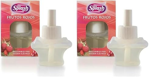 SPLASH | Ambientador Eléctrico | Duradero, Refresca y Elimina Olores | Cartón FSC | Fragancia Fresca Frutos Rojos | 25 ml (Paquete de 2)