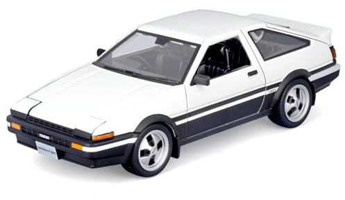 MAISTO Toyota Sprinter Trueno AE86, weiß - Modellauto 1:24 - Originalgetreues Sammlerauto Spielzeugauto mit beweglichen Lenkrad, Türen, Kofferraum & Haube, ab 3 Jahren (532916W)