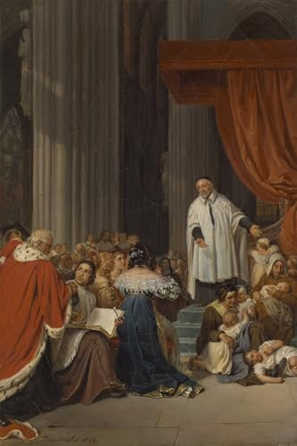 YIMACBJXX Bekannt Poster Bilder Wandkunst Malen Der Hof Ludwigs XIII. im Namen der verlassenen Kinder von Hippolyte Delaroche Leinwandbilder Graffiti für Wanddekoration 60x90cm