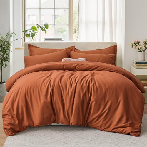 Tifschlaf Bettwäsche-Set für Super-Kingsize-Bett, Bettbezug mit 2 Kissenbezügen, ultraweich gebürstete Mikrofaser, Bettwäsche-Set mit Reißverschluss, Orange (260 x 220 cm)