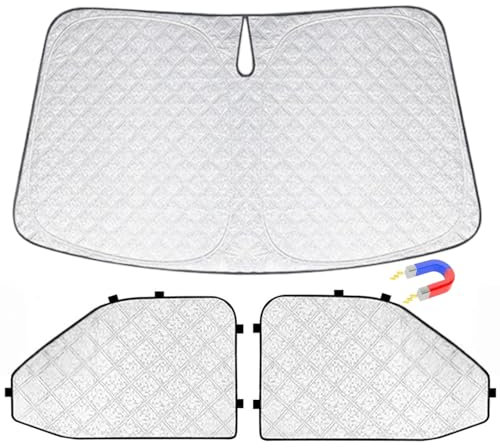 FINEVERNEK Sonnenschutz Frontscheibe für VW T5 T6, 3 Stücke Windschutzscheibe Sonnenschutz, Thermomatte Fahrerhaus, Auto Sonnenblende Frontscheibenabdeckung, UV-Schutz, Hitzebeständig Faltbare