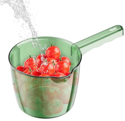 Bath Scoop Jug – Transparent Bath Mugs Handle, Ladle Pouring Cup Set | Kitchen Rinse Jug Vegetable Dipper, Fruit Wash Container Bathroom Dipper, Multiuse Pitcher Scoop Basin Washing Pouring