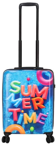 Kenorada Reisetrolley STONEWOOD 4W | Koffer mit Vier Rollen | stabile ABS Hartschale und TSA Zahlenschloss | Trolley mit Reißverschluss | mit modernem Foto Motiv (Summer, S - Handgepäck)