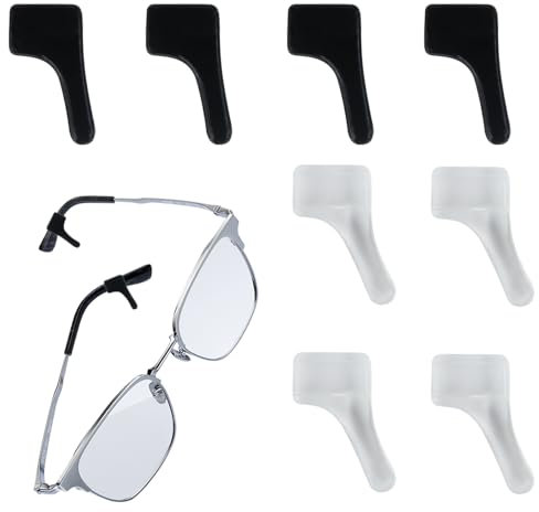 Impugnature per auricolari per occhiali - 4 paia punte del tempio morbido, porta antiscivolo | Comotti fermo di occhiali per occhiali, occhiali da sole e occhiali, al sicuro per lo sport, l'abbigliame