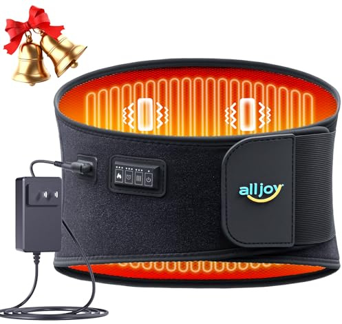 ALLJOY 67 Heating Pad for Back Pain Relief, Plug-in Lower Back Massager with 3 Heat 5 Vibration Back Lumbar Support Wearable Heating Pad for Cramps, Christmas Gifts for Women Men