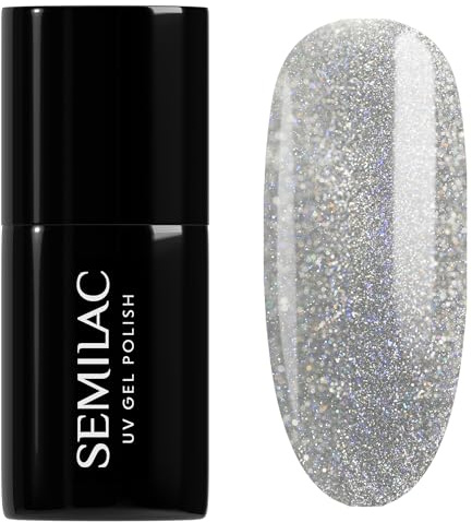 Semilac UV Nagellack 961 Magnetic Flash 7 ml – Silberner Cat-Eye Magnet-Effekt mit multidimensionalem Flash-Glow – Inner Glow Kollektion