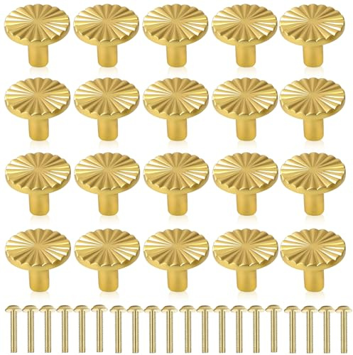 LCFVOFU 20 Pcs Gold Cabinet Knobs, Plastic Drawer Knobs, Round Cupboard Handles for Kitchen Cabinets Wardrobes Dressing Tables Shoe Cabinets