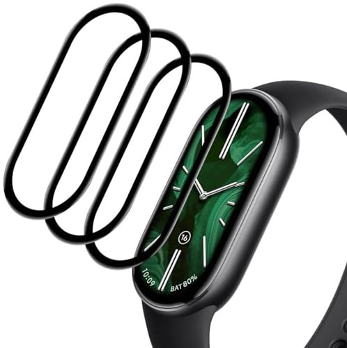 IQShield Panzer Schutz Glas Kompatibel mit Xiaomi Smart Band 10, HD Panzer Schutzfolie, 3D Runde Kante Displayschutz, Touch Sensitive, Blasenfest Schutzglas, Anti-Kratzer Panzerfolie - 3 Stück