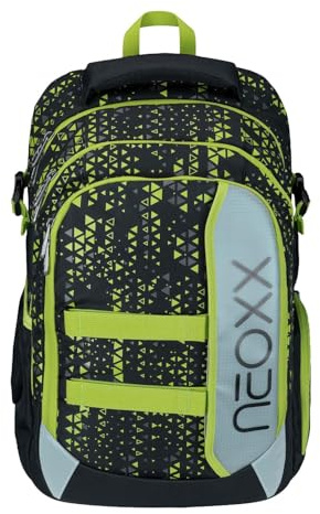 neoxx Schulrucksack mit Laptopfach Active Pro School Backpack Code Breaker hellgrün schwarz