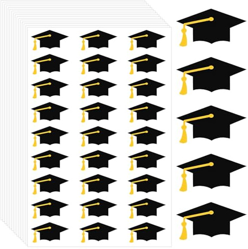 Abschluss Aufkleber, 16pcs Abschlussaufkleber, Abschlusskappenaufkleber, Graduierung Aufkleber, Graduierung Scrapbook Aufkleber, Aufkleber Für Die Abschlusssaison (Schwarz A)