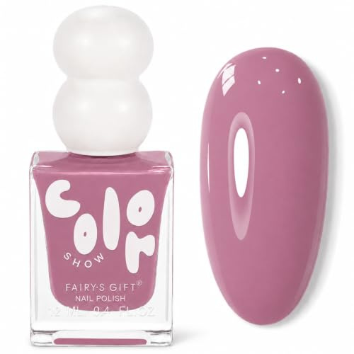 Pink Nail Varnish - Mauve Pink Nail Polish - Dusty Rose Nail Varnish Quick Dry - Quick Dry Dark Rose Polish for Smooth Glossy Pink Purple Colour, No UV LED Lamp Needed for DIY Manicure