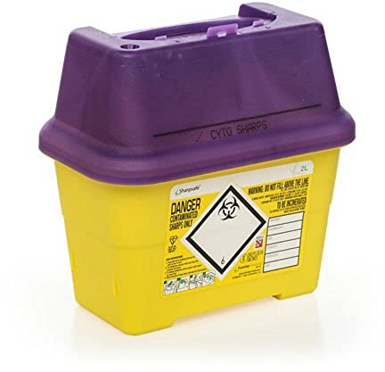 Frontier 41405420 Purple Lid Sharps Needle Waste Bin, 2 L