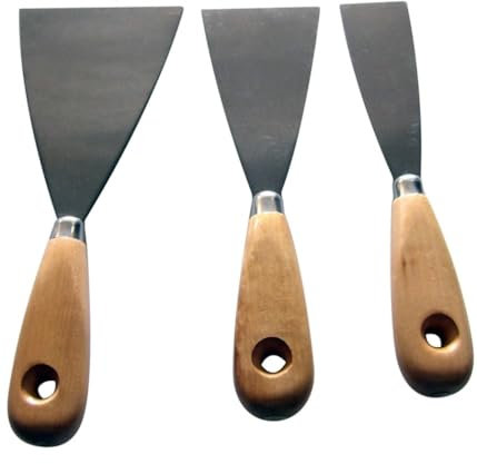 TrAdE Shop Traesio Set 3PZ. RASCHIETTI Stecche SPATOLE in Ferro Manico Legno BRICOLAGE FERRAMENTA