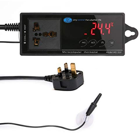 Womdee Termostato Terrario Reptil Termostato Controlador de Temperatura Digital Termostato con Ventosa 1100W 220V