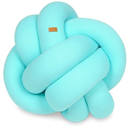 Velinda Knotenkissen Dekokissen Sofakissen Affenfaust-Kissen Türstopper 30x30cm (Muster: türkis)