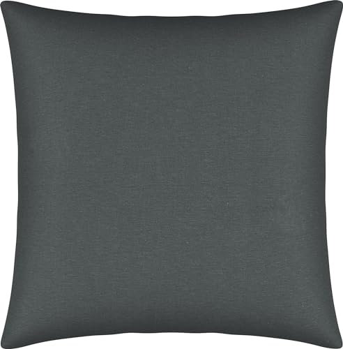 Erwin Müller Kuschelkissenbezug, Kissenhülle Single-Jersey Murnau - anthrazit Größe 40x40 cm - bügelfrei, strapazierstark, elastisch, mit Reißverschluss