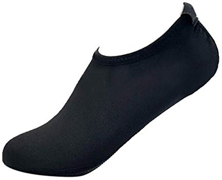 Xmiral Wasserschuhe Damen Gummisohle Einfarbig Laufschuhe Trocknend Badesandale f黵 Pool Surfen Yoga Schwimmschuhe Wasserdicht Barfu?Schuhe rutschfest Badelatschen(Schwarz,38-39 EU)