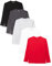 Lower East Herren LE133 Langarmshirt, Schwarz/Anthrazit/Rot/Hellgrau Melange/Weiß (5er Pack), M