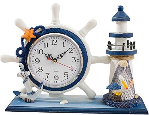 SWHONG Amerikanische Retro Uhr Schlafzimmer Wohnzimmer Wecker Lenkrad Nachttisch Dekoration Tischuhren