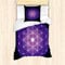 ABAKUHAUS Dunkelblau Bettbezug Set, Blume des Lebens Sterne, Milbensicher Allergiker geeignet mit Kissenbezügen, 135 cm x 200 cm - 80 x 80 cm, Dunkelblau Violett