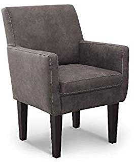 CAVADORE Diningsessel Malm / Polstersessel für Küche oder Esszimmer in Lederoptik / Mit Kontrastnaht / Passend zur Küchengarnitur Malm / 66 x 96 x 71 / Mikrofaser: grau