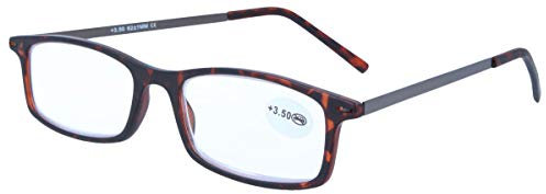 schmale flache Kunststoff - Lesebrille /-hilfe mit Etui (+ 3,00 dpt, Braun)