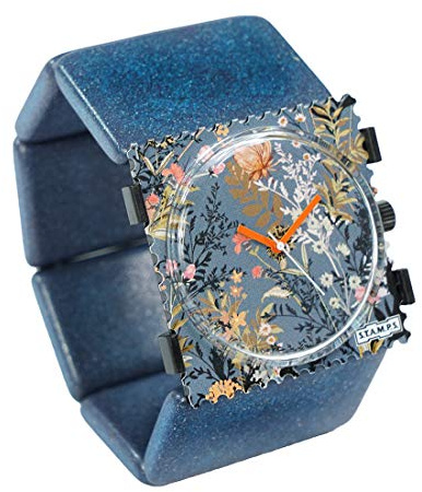 Stamps Uhr KOMPLETT - Zifferblatt Autumn Flower auf Belta Tetra Blue