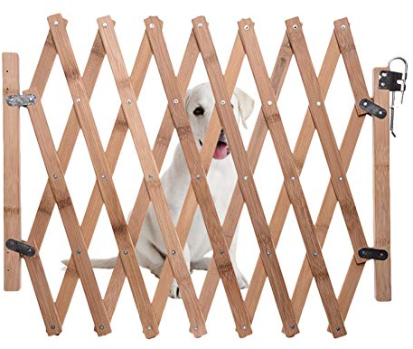 Chuanfeng Hunde Absperrgitter Verstellbar Scherengitter Türgitter Schutzgitter Treppengitter Basic Zum Schrauben, Holz, Stabiler Halt, Durchgangsbreite 60-110cm