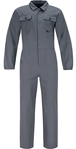 BWOLF ANAX Arbeitsoverall Herren Overall Herren Arbeitskleidung 100% Baumwolle Arbeitsoveralls mit 5 Taschen (Grau, XL)